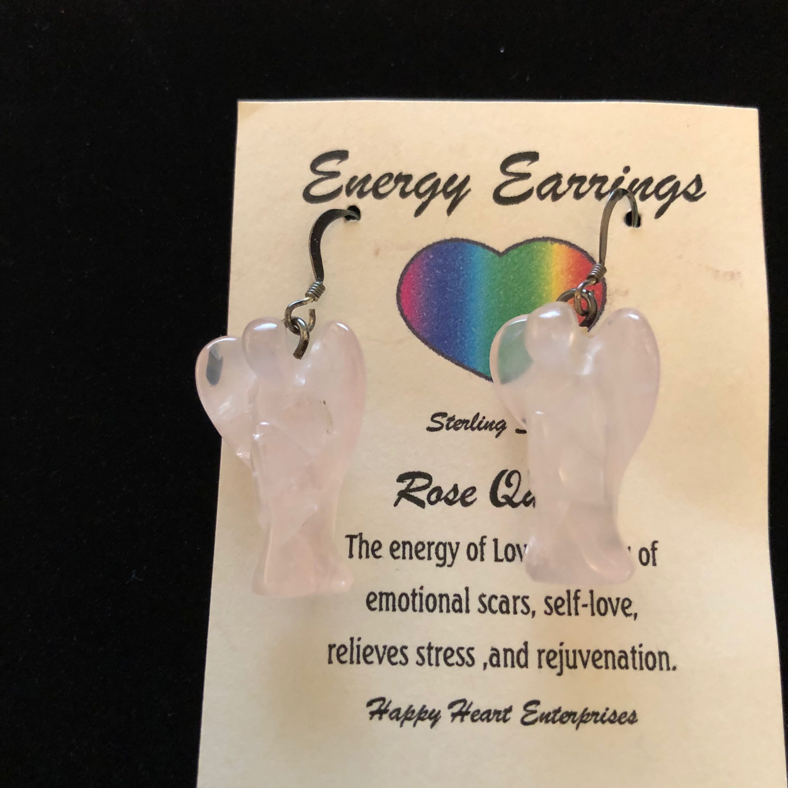 Rose Quartz Angel Earrings