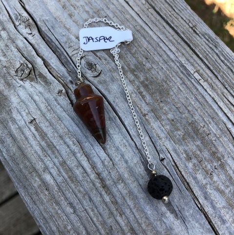 Jasper Pendulum with Lava Rock Bead
