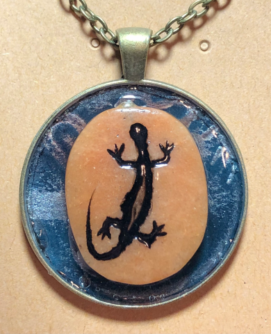 Lizard in Jasper Pendant