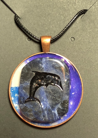 Sodalite Dolphin in Copper Bezel