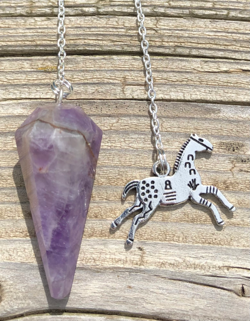 Amethyst Pendulum with Silver Horse Charm