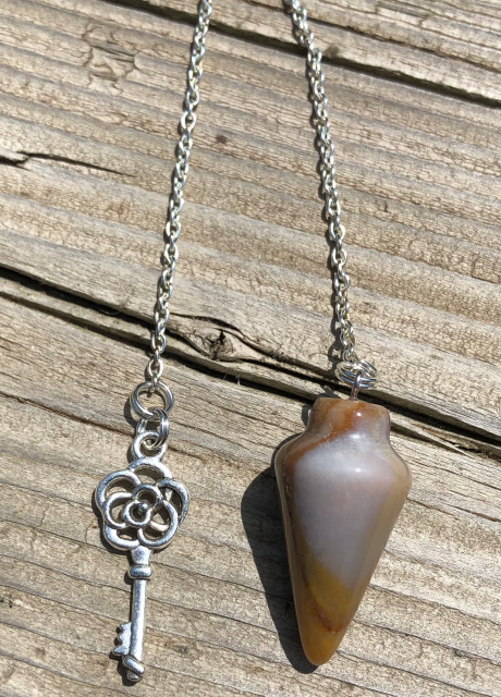 Agate Pendulum with Key Charm