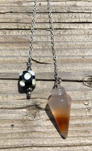 Agate Pendulum with Dice Charm