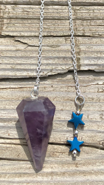 Amethyst Pendulum with Blue Stars