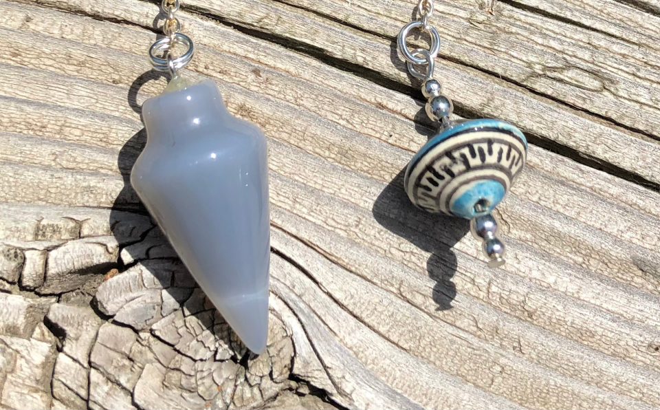 Blue Lace Agate Pendulum with Blue Peruvian Bead