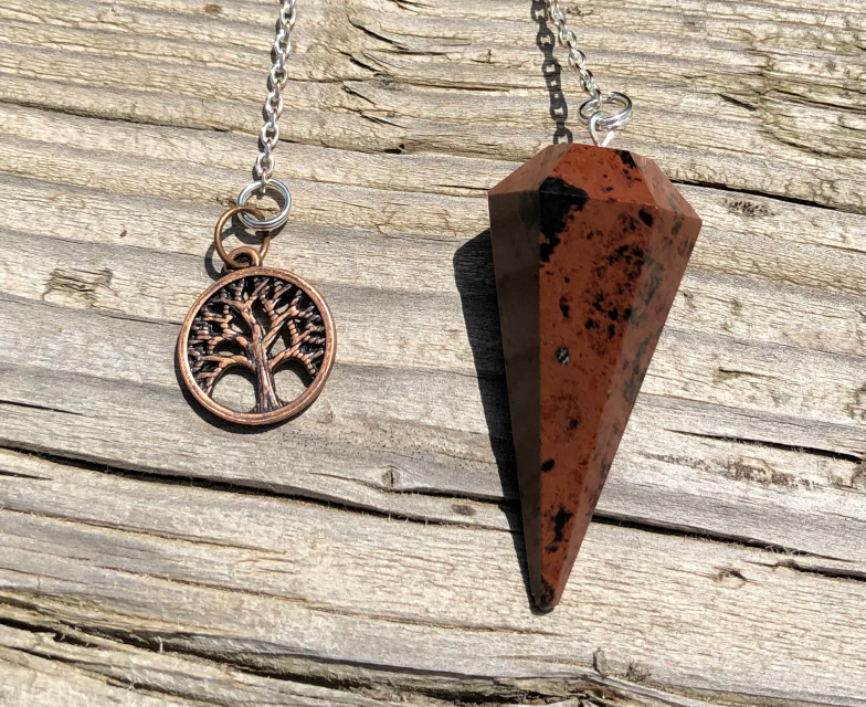 Mahogany Obsidian Pendulum with small Copper Tree Charm