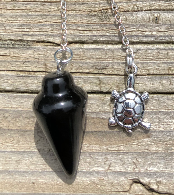 Onyx Pendulum with Turtle Charm