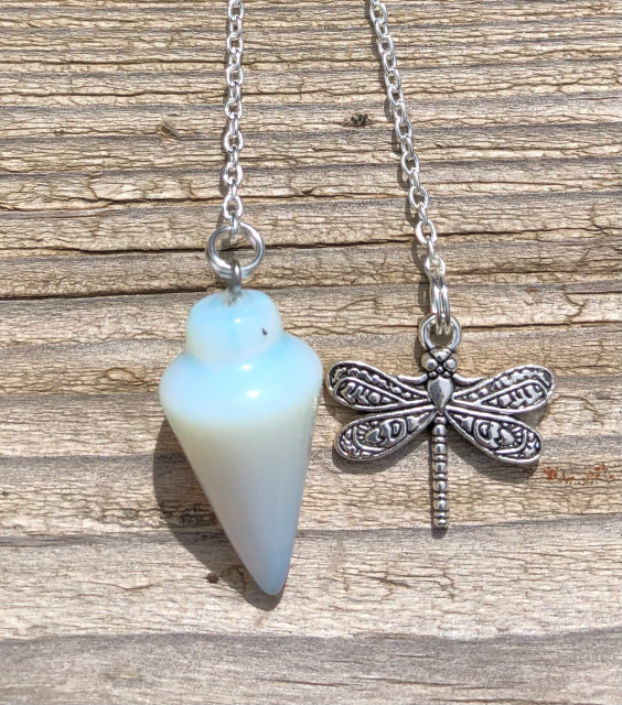 Opalite Pendulum with Dragonfly Charm