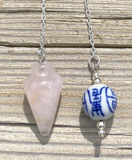 Rose  Quartz Pendulum with Chinese Bead