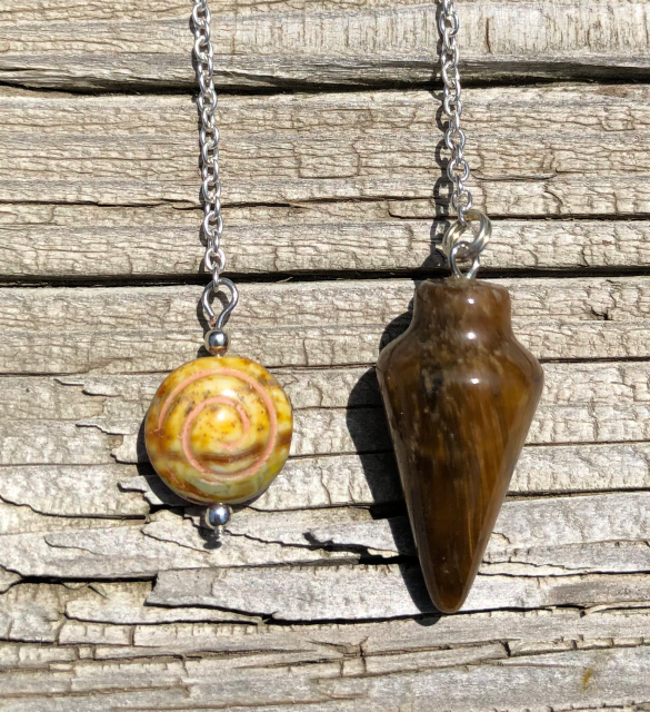 Tiger Eye Pendulum with Round Stone Bead