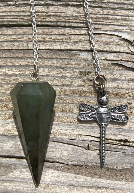 Labradorite Pendulum with Silver Dragonfly Charm